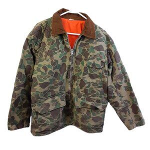 VTG Sears Roebuck Men's Hunting Jacket LARGE Camo Outdoor Pockets Reversible